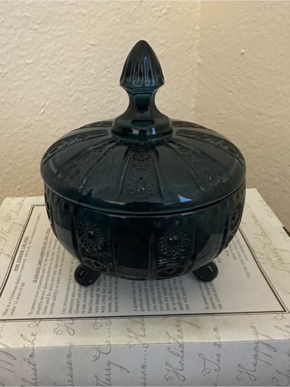 The Pioneer Woman Teal Blue Candy Dish Trinket Box